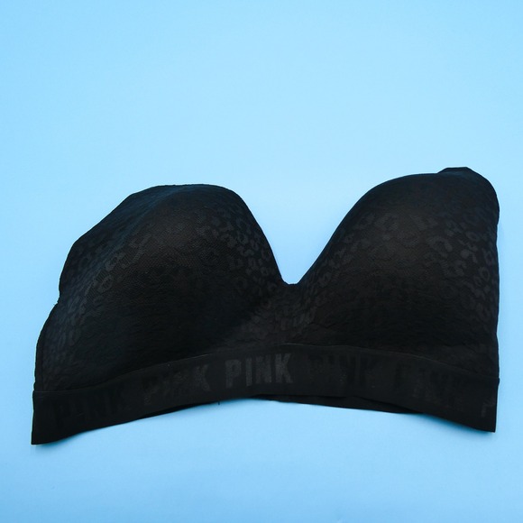 PINK Victoria's Secret Other - PINK Victoria's Secret Wireless Bra Womens 36DD Lightly Lined Black Leopard Lace
